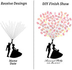 DIY Fingerprints Wedding Sign in Guest Book Canvas Groom and Bride Painting with Wooden Hanger Personalized Wedding Gift for Couple Anniversary Party Decorstions-80x120cm - Image 3