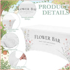 Oudain Photo Booth Tablecloth Flower Bar White Stretch Table Cover - Image 3