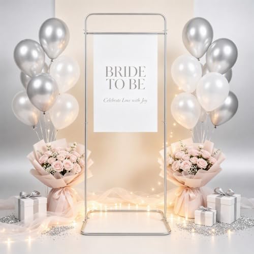 Wedding Sign Stand Adjustable Metal Easel Stand for Welcome Signs,Silver by Beaccoss