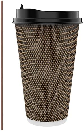 LITOPAK 80 Pack 16 oz Disposabel Paper Cups, Coffee Cups with Lid, Stirrers by LITOPAK
