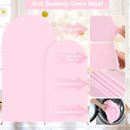 Pink Arch Backdrop Cover 2 Set - 7.2FT, 6FT Spandex Fitted Wedding Arch Stand Covers Round Top Chiara Arch Backdrop Stands Cover for Birthday Parties Banquet Photo Background Decoration - Image 5