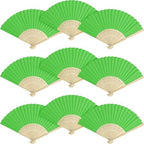 50 Pieces Paper Fans Paper Hand Fan Bamboo Folding Fan Handheld Fan Paper Folded Fan Paper Fan for Wedding Party and Home Decoration (Green) by Grosun