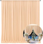 10 x 10 Feet Champagne Backdrop Curtain for Partie, Background Curtains for Photoshoot, Birthday, Wedding, Halloween, Thanksgiving, Christmas Day, New Year Party Decorations 5Ft x 10Ft, 2 Panels by ZEBMOON
