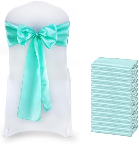 MDS® Pack of 50 Satin Chair Sashes for Wedding & Events – Sea Green by MDS