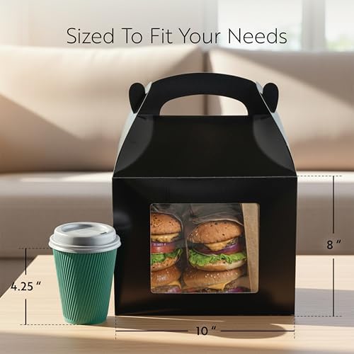 Restaurantware Black Paper Gable Box Take Out Container, 25 Pack - Image 2