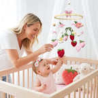 Strawberry Baby Crib Mobile for Girls Pink Bow Nursery Decor - Image 2