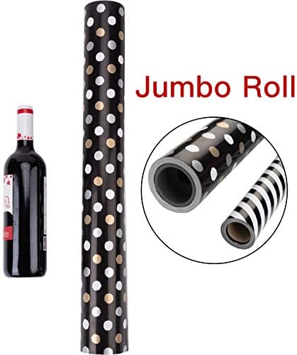 WRAPAHOLIC Reversible Wrapping Paper - 24 inch X 65.6 feet Jumbo Roll Black and Gold Design for Birthday, Holiday, Aniversary Wrap - Image 7