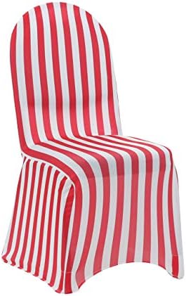 YOUR CHAIR COVERS - 6 Pack Stretch Spandex Chair Bands Striped - Red and White, Wedding Slip, Premium Quality - Image 2