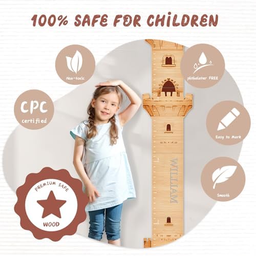 Personalized Name Wood Kids Growth Chart, Child Wall Height Chart - Image 6
