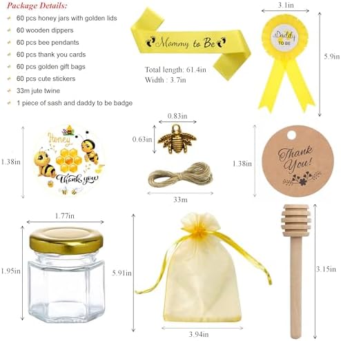 60 Pack 1.5 oz Mini Glass Honey Jars Party Favors in Bulk for Baby Shower - Image 2