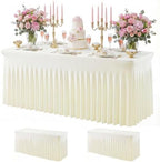 2Pack Ivory Spandex Tablecloth for 6FT Rectangle Table,Table Skirt by Baoszty