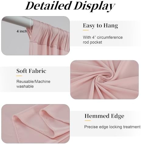 20ft x 15ft Dusty Pink Backdrop Curtains for Wedding Parties, 4 Panels Extra Long Wrinkle Free Fabric Drapes Photo Backdrop for Baby Shower Birthday Stage Reception Lobby Decoration - Image 5