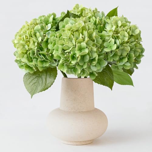 ZYTUYO 4PCS Green Fake Real Touch Hydrangea Flowers 20'' Lifelike Latex Artificial Hydrangeas for Spring Home Decor Outdoor Garden Porch Indoor Bathroom Living Room Kitchen Table Centerpiece by ZYTUYO