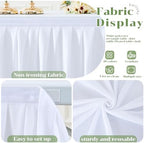 PARTISKY White Polyester Table Skirt for Rectangle Tables 14f, Wrinkle Resistant Pleated Ruffle Table Cloth for Birthday Party Banquet Wedding Baby Shower - Image 6