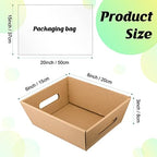 Fainne 74 Pcs Baskets for Gifts Empty Bulk DIY Empty Gift Basket Include 20 Kraft Cardboard Tray with Handles 30 Bags 24 Bows for Christmas Thanksgiving Birthdays Snacks Party, 8" x 6" x 3"(Brown) - Image 2