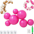 Reusable Inflatable Balloon Garland Arch Kit, 3/7 PCS Linked Pvc Balloons with Elastic Bands & Leak-proof Nozzle, Party Decoration for Birthdays, Weddings & Valentine's Day (7 Balls,Metallic Rose Red) by Unknown