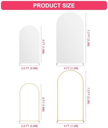 2 Pack Arch Backdrop Stand and Cover Set(7.2FT/6FT) Balloon Arch Stand - Image 3