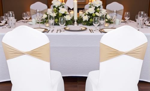 Pack of 125 Spandex Chair Sashes without Slider Buckles – Champagne Gold - Image 6