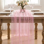 Artoid Mode 6-Pack Pearl Pastel Pink Gauze Table Runner 10FT Home Decor - Image 2