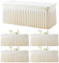 4 Pack Ivory Table Cloth for 6 Foot Rectangle Tables Spandex Fitted Tablecloth 6ft Stretch Table Covers Skirt Ivory Banquet Tablecloths Wrinkle Free Tablecloth for Party Wedding Birthday Event by Tao-GePartyDecorations
