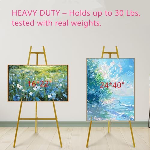 57" Gold Easel Stand for Sign, Heavy Duty Metal Floor Display Easel - Image 3