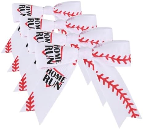 Meseey 30 Pcs Baseball Printed Ribbon Bows 3 Inch Twist Tie Crafts Small Bows for Gift Wrapping, Baby Shower,Wedding, Party Favors, Cake Pops,Treat Bags (Baseball) (Pack of 4) by MeseeyRibbonBow