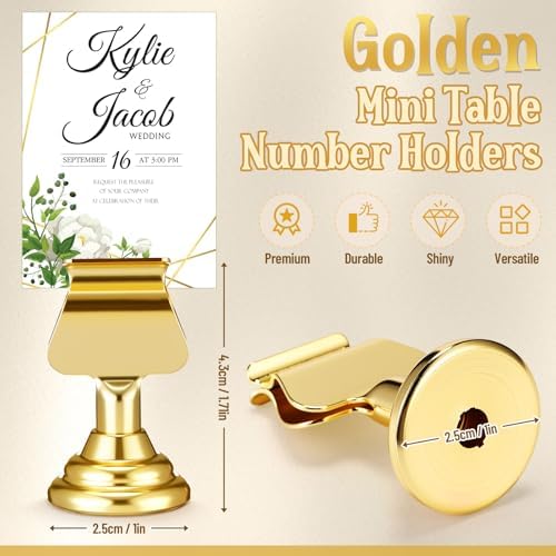 Kathfly 48 Pcs Wedding Table Number Holders Metal Gold Place Card Holder - Image 2