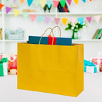 BLEWINDZ 70Pcs Large Paper Bags with Handles, 16x6x12 Inches Yellow Paper Shopping Bag for Small Business, Large Kraft Gift Bag Bulk for Grocery Mechandise Retail - Image 3