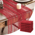 Artoid Mode 6-Pack Pearl Red Gauze Table Runner 10FT Home Decor by ArtoidMode