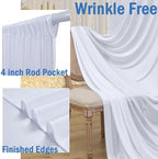 20ftx12ft Wrinkle Free White Backdrop Curtains for Parties, 4 Panels Silky Polyester Photo Backdrop Drapes 12FT Long Back Drop Cloth for Wedding Birthday Photography Background Decor - Image 3