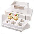 EUSOAR Cupcake Boxes with Holders, 50pcs 9.3" x 5.9" x 3.5" Cupcake Carrier with Handle Insert Display Window, Party Favor Bakery To Go Cupcake Muffin Carry Boxes Container Fits 6 Cupcakes or Muffins by EUSOAR