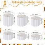 6 Pcs Buffet Risers Food Display for Buffet Table, Acrylic Foldable Cardboard Cake Stands for Dessert Cake Food Jewelry Parties Birthday Wedding Decoration - Image 2