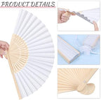 MCEAST 80 Pieces White Folding Paper Fans Wedding Fans Handheld Paper Fan White Bamboo Hand Fan Foldable Cool Favors with 80 Organza Bag for DIY Decor Wedding Party Favors Summer Guest - Image 3