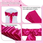 MDS® Pack of 50 Satin Chair Sashes for Wedding & Events – Magenta - Image 5