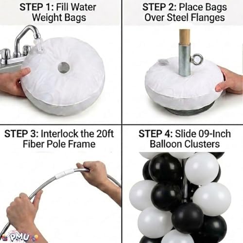PMU DIY Professional Balloon Arch Premiere Kit (Black and White) Balloon Garland for Party Decoration, Decoration Kit for Birthday Party, Wedding, Graduation, Baby Shower (41698-61646-73005) Pkg/1 - Image 6