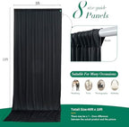 40 ft x 10 ft Wrinkle Free Black Backdrop Curtain for Parties, 8 Panels 10ft Polyester Black Photo Backdrop Drapes for Graduation Birthday Wedding Party Stage Curtains, Thick Bulk Background Curtains - Image 5