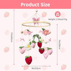 Strawberry Baby Crib Mobile for Girls Pink Bow Nursery Decor - Image 4