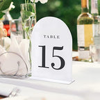 UNIQOOO White Arch Wedding Table Numbers with Stands 1-30, 5x7" Acrylic Signs and Holders, Perfect for Centerpiece, Reception, Decoration, Party, Anniversary, Event - Image 4
