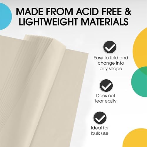 Party Solids Ivory Tissue Paper for Gift Bags 15" X 20" 480 Sheets - Image 3