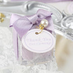 ACITHGL 30 Sets Fully Assembled Small Bubble Candle Party Favors for Guests Bulk Bridal Showers Favors Candles with Stylish Ribbons Thank You Cards Gifts (Shimmering Purple) - Image 3