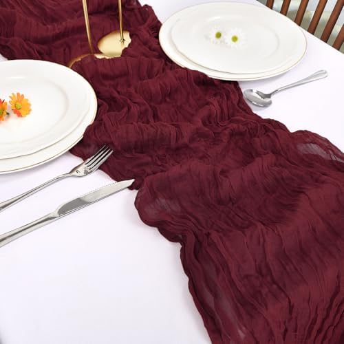 12 Pack Burgundy Cheesecloth Table Runner 10Ft 23 x 120 Inch - Image 6