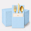 100Pcs Light Blue Napkins sage Disposable Linen Feel Dinner Paper Napkin with Built-in Flatware Pocket, Airlaid Paper Pre-Folded Napkin for Silverware Baby Shower Wedding Birthday Party by Unknown