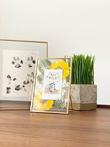 Beedecor Double Glass Frame for Pressed Flowers, Polaroid photos and Artwork,Gold 4x6 Standing Metal Picture Frames, Home Decor Photo Display, Set of 2 Pressed Flower Frames with Stand - Image 4