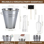 10 Pcs Galvanized Metal Buckets with Handle Include 5" Mini Candy Tin Bucket Plastic Scoops Serving Tongs Chalkboard Picks Markers Candy Bar Containers Birthday Party Wedding Buffet Supplies - Image 2