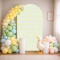 Silly Goose Arch Backdrop Cover Plaids Gingham Stretchy Spandex Arch Stand Cover for Girl Boy 1st Birthday Party Easter Baby Shower Decoration (6.6FT,Light Green) by HISDH
