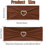 Brown Chair Sashes 50 Pack Spandex Brown Sashes for Chairs Covers Universal Stretch Chair Sashes Band with Heart Buckle Slider for Wedding Banquet Party Decorations - Image 2