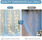 10x10FT Blue Wrinkle Free Backdrop Curtains with Lights String for Parties - Photo Curtain Backdrop with Lights for Wedding Decorations, Bridal Baby Shower Birthday Party Photography Background - Image 5