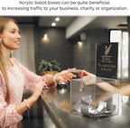 Marketing Holders Clear Donation Box with Lock 8 Inch Locking Ballot Box with Removable 8.5" x 11" Header Sign Holder Clear Acrylic Cube Suggestion Bin - Image 2