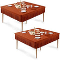 Wish Care 2 Pack Rust Spandex Tablecloths for 54x54 Inch Square Tables, Stretch Fitted Table Clothes with Pleated Ruffle Skirt for 54” Table, Wrinkle Free and Elastic, for Party Kitchen Home Dining by WishCare