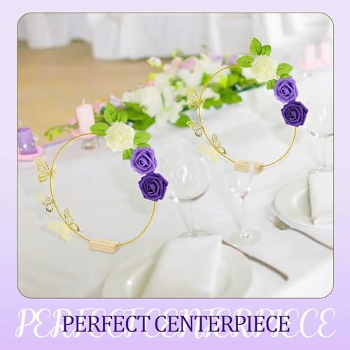 Vercraft 12 Set Butterfly Hoop Centerpieces,White, Purple, Purple,Round - Image 5